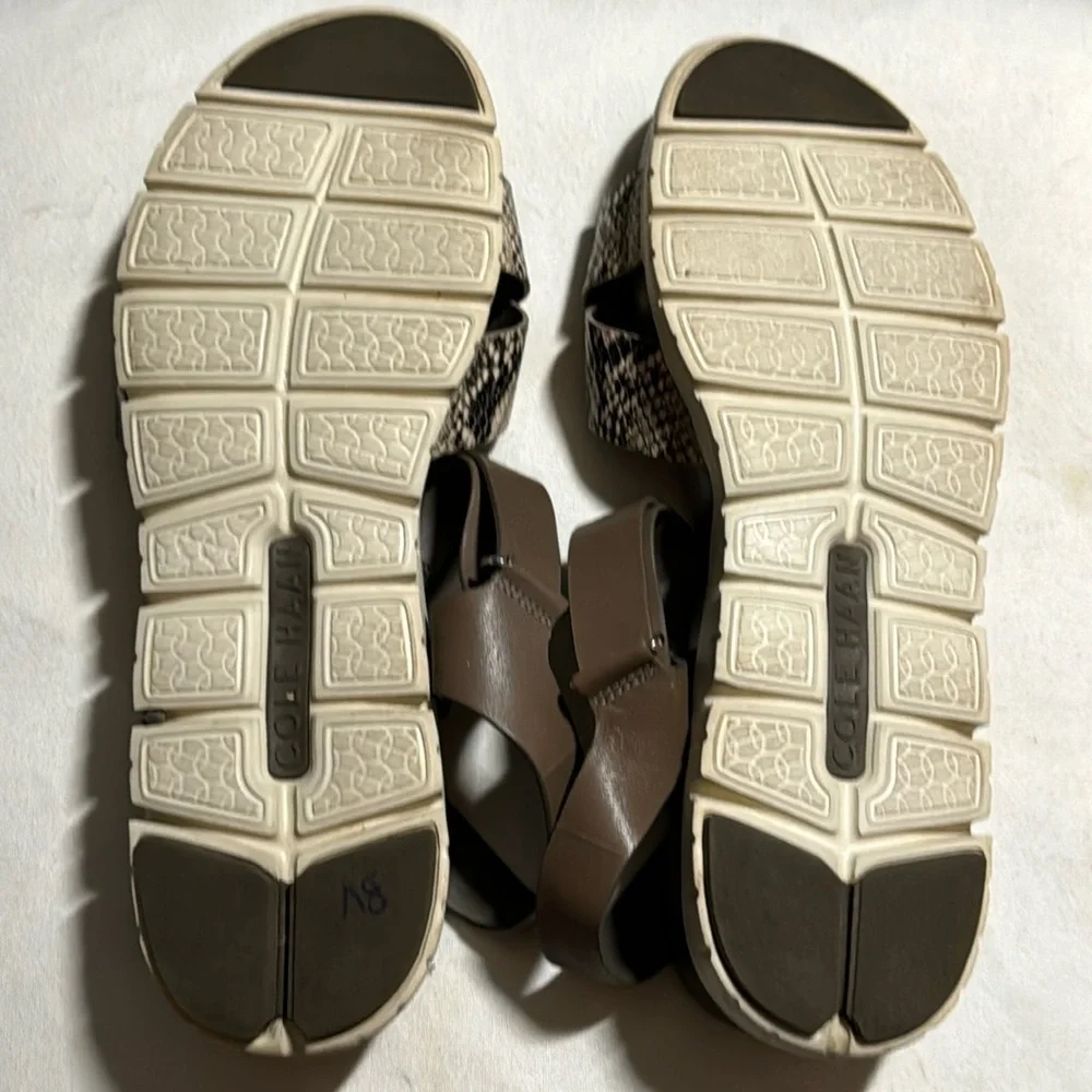 Cole Haan Zero‎ Grand python print crossed front leather comfort sandals Sz 10